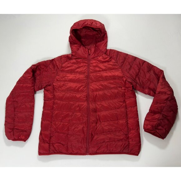 Uniqlo Ultralight Down Puffer Jacket Women L Red Packable Water-Repellent - Picture 1 of 9